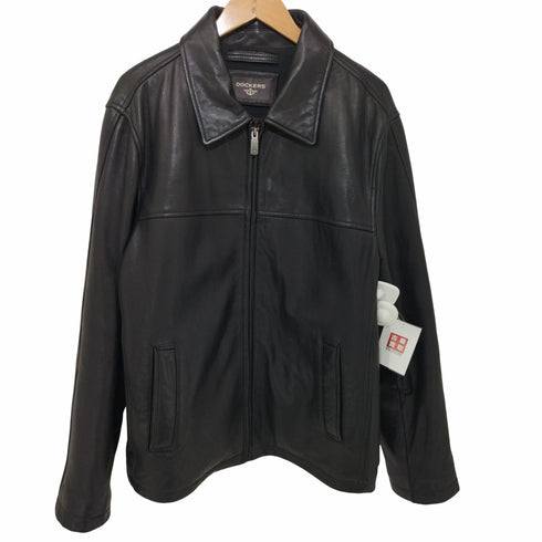 ドッカーズ DOCKERS 90~2000s 裏地キルティング ジップアップレザーブルゾンジャケット メンズ import:M