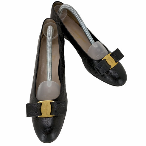サルヴァトーレフェラガモ Salvatore Ferragamo クロコ型押し ヒール パンプス レディース US:7