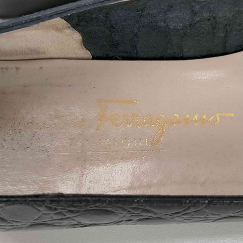 サルヴァトーレフェラガモ Salvatore Ferragamo クロコ型押し ヒール パンプス レディース US:7