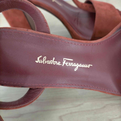 サルヴァトーレフェラガモ Salvatore Ferragamo イタリア製 ロゴメタル ハイヒールスエードサンダル レディース 5C