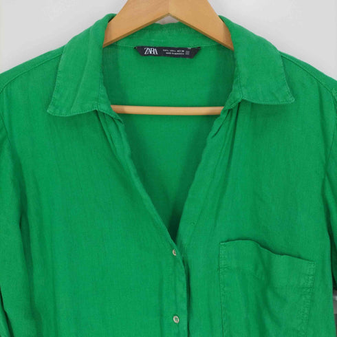 ザラ ZARA リネンスキッパーシャツ レディース import:L