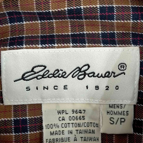 エディーバウアー Eddie Bauer 白タグ チェック ボタンダウンシャツ メンズ import:S