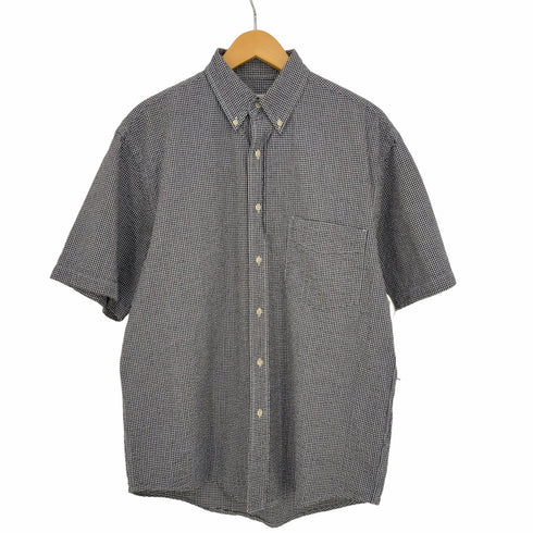 エディーバウアー Eddie Bauer 白タグ ボタンダウンチェックシアサッカー半袖シャツ メンズ import:S