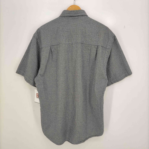 エディーバウアー Eddie Bauer 白タグ ボタンダウンチェックシアサッカー半袖シャツ メンズ import:S
