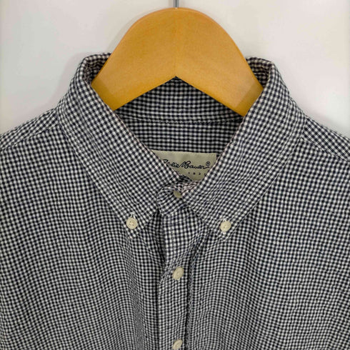 エディーバウアー Eddie Bauer 白タグ ボタンダウンチェックシアサッカー半袖シャツ メンズ import:S
