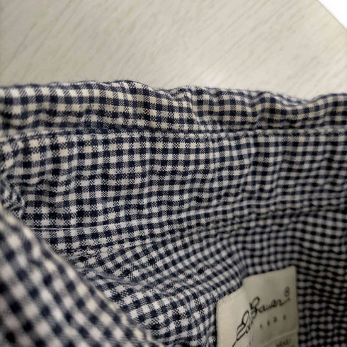 エディーバウアー Eddie Bauer 白タグ ボタンダウンチェックシアサッカー半袖シャツ メンズ import:S