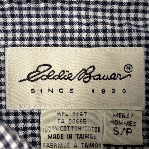 エディーバウアー Eddie Bauer 白タグ ボタンダウンチェックシアサッカー半袖シャツ メンズ import:S
