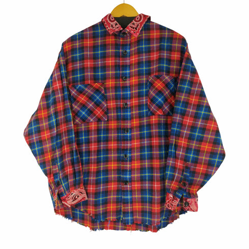 HOTNATE バックペイズリー 切りっぱなし L/S ネルシャツ メンズ JPN:L