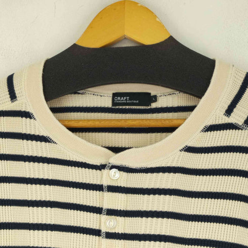 クラフトスタンダードブティック CRAFT STANDARD BOUTIQUE ネコ目ボタン ヘンリーネック ボーダーサーマルニット L/S カットソー メンズ JPN:L