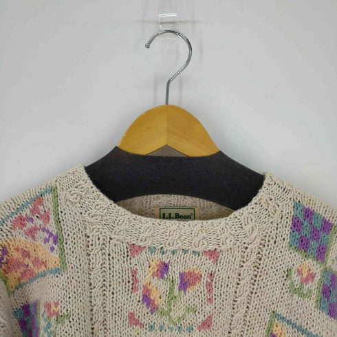 エルエルビーン L.L.Bean 80s 花柄 クルーネックローゲージニットセーター メンズ JPN:S