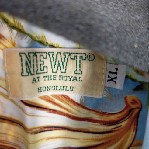 ニュートアットザロイヤル NEWT AT THE ROYAL 総柄プリントアロハシャツ ハワイアン 開襟 メンズ XL