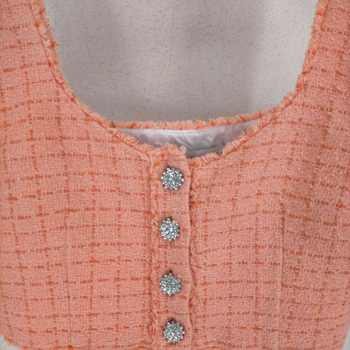 ザラ ZARA 装飾ボタンコットンツイードベスト レディース JPN:M