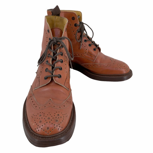 トリッカーズ Trickers イングランド製 MALTON / C-SHADE TAN ウィングチップ カントリーブーツ メンズ UK:9.5