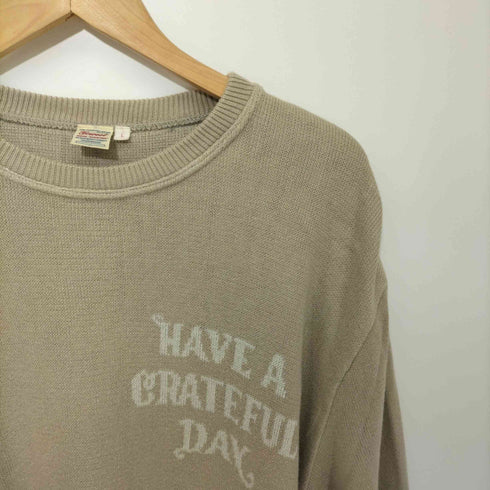 ゴーウエスト GOWEST have a grateful day 両面デザインクルーネックコットンニット メンズ JPN:L