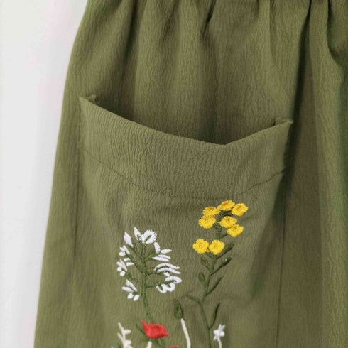 フラワー刺繍 オールインワンスカート レディース XL