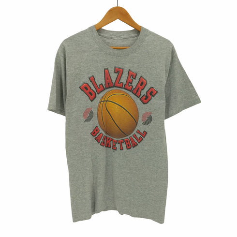 バスケットチーム プリント シングルステッチ クルーネック Tシャツ メンズ