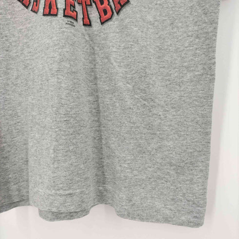 バスケットチーム プリント シングルステッチ クルーネック Tシャツ メンズ