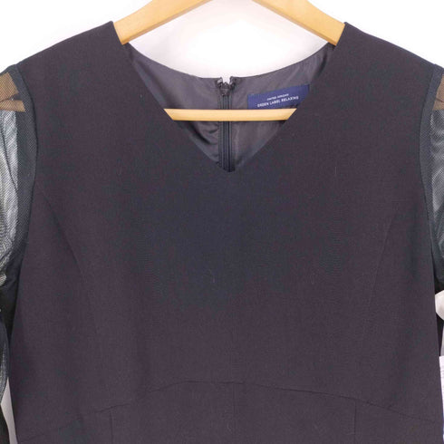 ユナイテッドアローズグリーンレーベルリラクシング UNITED ARROWS green label relaxing D CLAN Vネック 7分袖 メッシュスリーブ オールインワン レディース