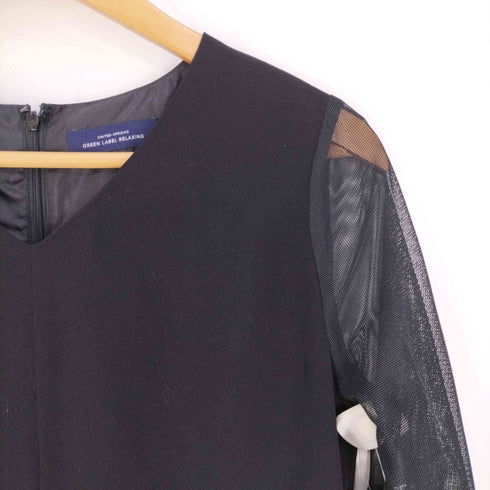 ユナイテッドアローズグリーンレーベルリラクシング UNITED ARROWS green label relaxing D CLAN Vネック 7分袖 メッシュスリーブ オールインワン レディース