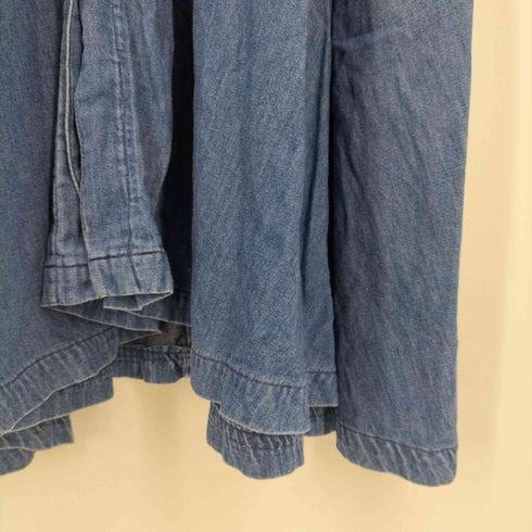 エディーバウアー Eddie Bauer USA製 黒タグ ギャザー スキッパーデニムシャツワンピース レディース import:S