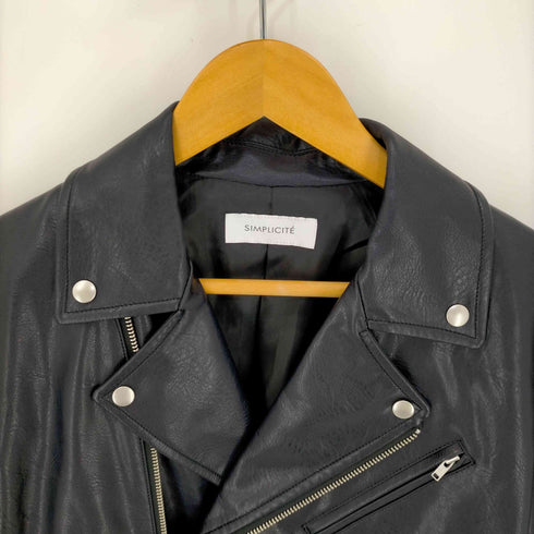 シンプリシテェ SIMPLICITE 22AW フェイクレザー ダブルレザージャケット レディース