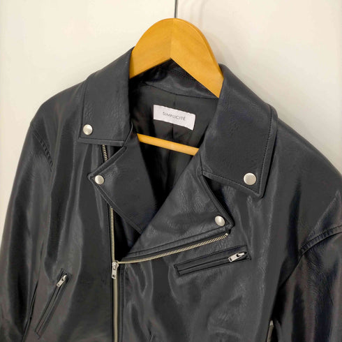 シンプリシテェ SIMPLICITE 22AW フェイクレザー ダブルレザージャケット レディース