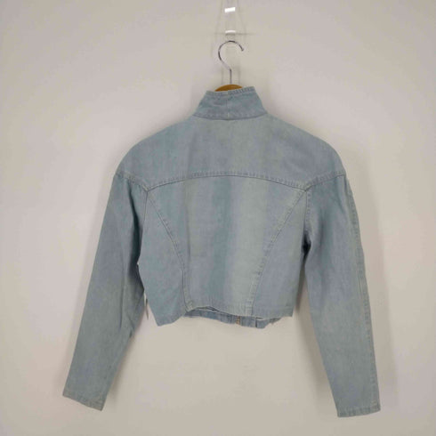 コッカ COCCA 刺繍デザイン 短丈 クロップドデニムジャケット ブルゾン レディース