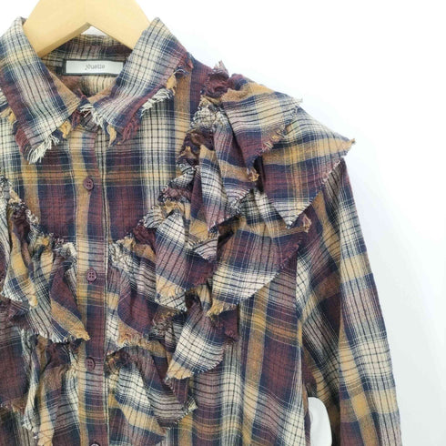 ジュエティ jouetie チェック柄 フリル ロング シャツ レディース JPN:M