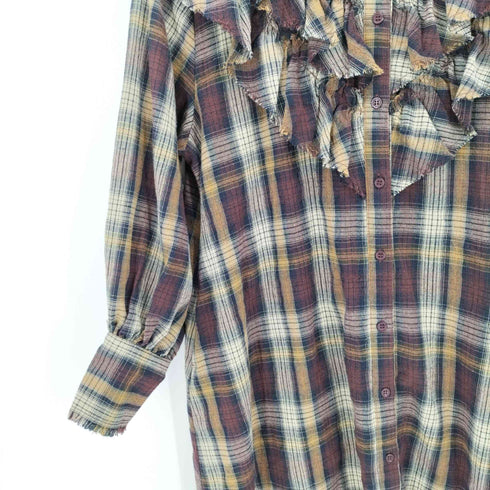 ジュエティ jouetie チェック柄 フリル ロング シャツ レディース JPN:M