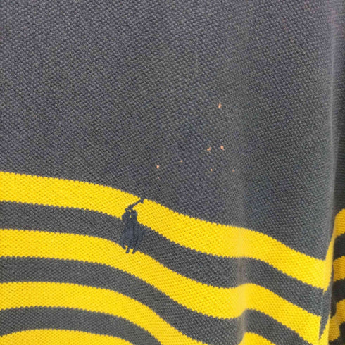 ポロバイラルフローレン Polo by RALPH LAUREN 90S ポニー 刺繍 ボーダー L/S 鹿の子 ポロシャツ メンズ import:L