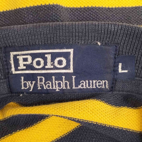 ポロバイラルフローレン Polo by RALPH LAUREN 90S ポニー 刺繍 ボーダー L/S 鹿の子 ポロシャツ メンズ import:L