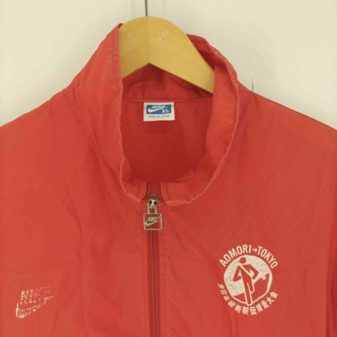 ナイキ NIKE 70-80S 日本製 青タグ ロゴ プリント ジップアップ ナイロン ジャケット メンズ import:XL