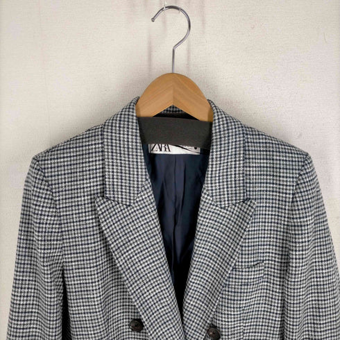 ザラ ZARA 千鳥格子ダブルブレストテーラードジャケット レディース JPN:S
