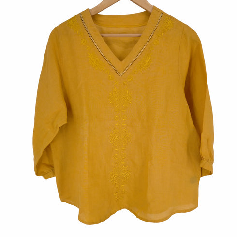 フレンチパヴェ FRENCH PAVE サンフラワー刺繍 Vネックブラウス レディース