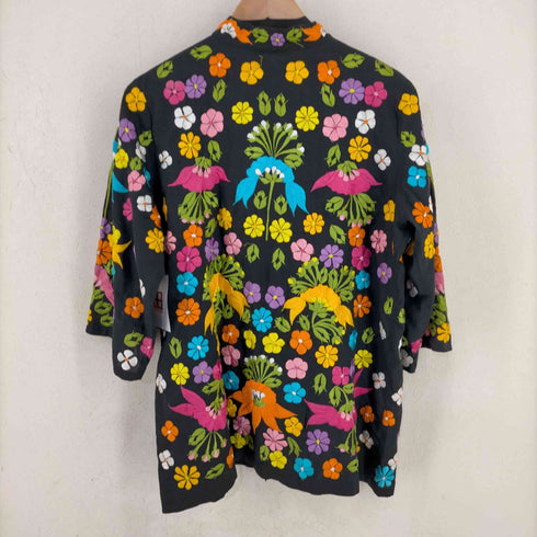 フィリピン刺繍 花 7分袖 シャツ レディース