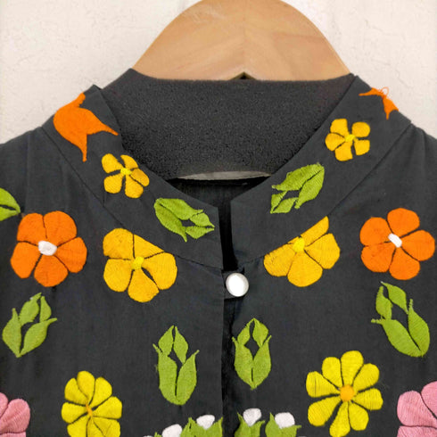 フィリピン刺繍 花 7分袖 シャツ レディース