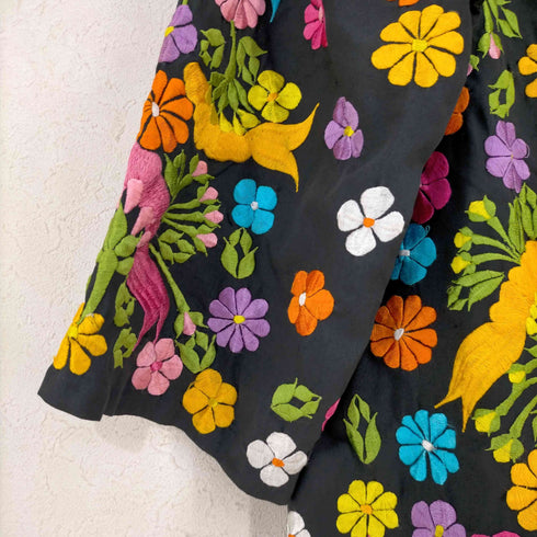 フィリピン刺繍 花 7分袖 シャツ レディース