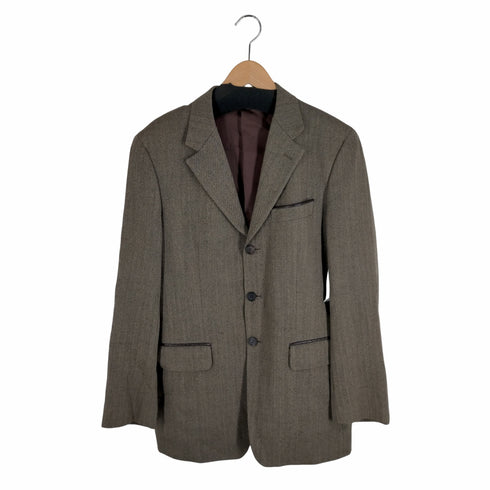 ポールスミスロンドン Paul Smith LONDON 3B パイピングレザー ヘリンボーン テーラードジャケット メンズ L