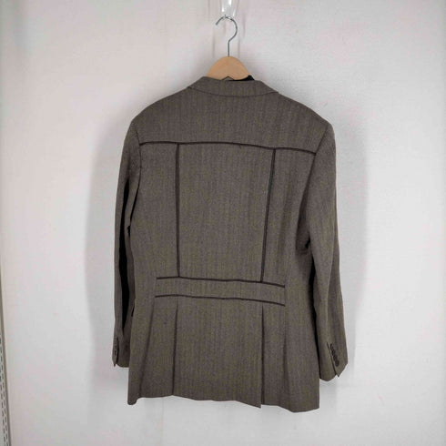 ポールスミスロンドン Paul Smith LONDON 3B パイピングレザー ヘリンボーン テーラードジャケット メンズ L