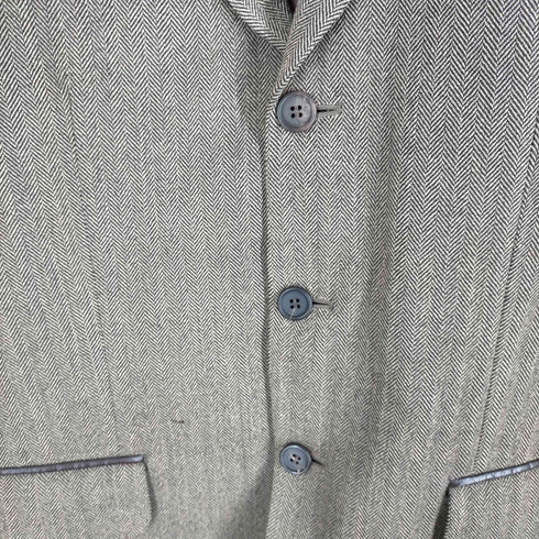 ポールスミスロンドン Paul Smith LONDON 3B パイピングレザー ヘリンボーン テーラードジャケット メンズ L