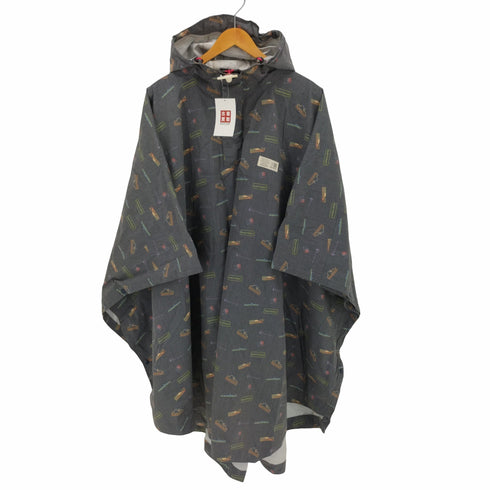 カリマー Karrimor 撥水加工 総柄 レイン ポンチョ ロング メンズ