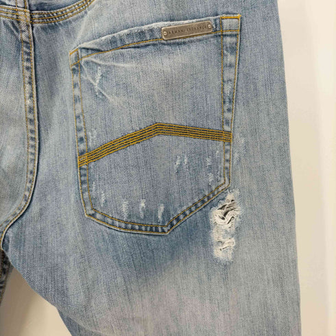 アルマーニエクスチェンジ ARMANI EXCHANGE ポケット 裏地チェックシャツ ダメージ デニム パンツ メンズ UK:32-33