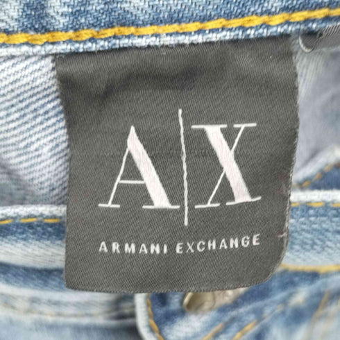 アルマーニエクスチェンジ ARMANI EXCHANGE ポケット 裏地チェックシャツ ダメージ デニム パンツ メンズ UK:32-33