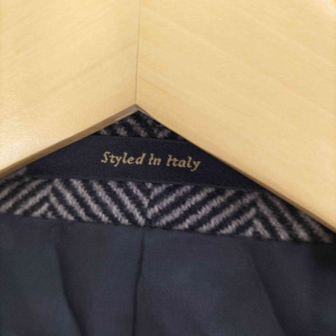LAMPO UOMO ヘリンボーン ウール 段返り3B チェスター コート メンズ 185/104B