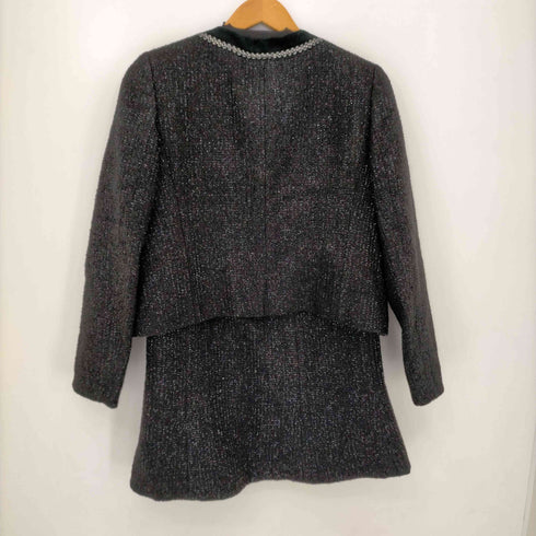 アクアスキュータム AQUASCUTUM ラメ ノーカラージャケット スカートセットアップ レディース