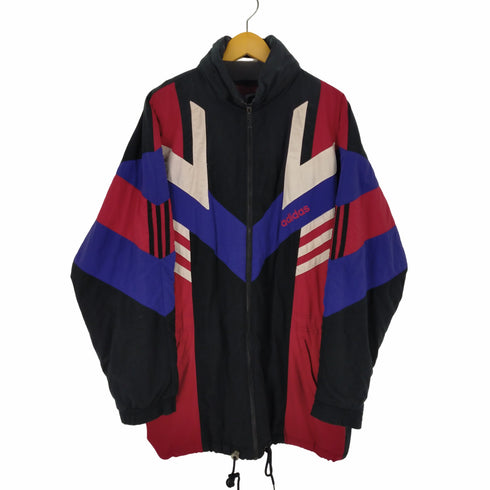アディダス adidas 90S 銀タグ マルチカラー 中綿ジップジャケット ミドルコート メンズ import:L