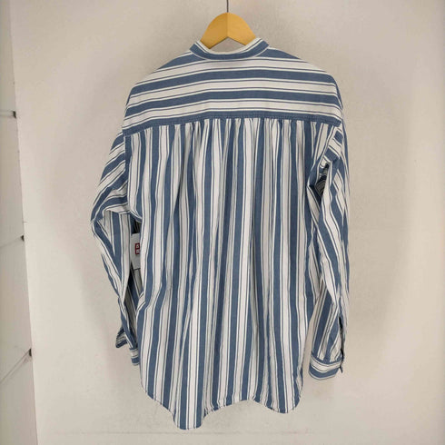 トラサルディ ジーンズ TRUSSARDI JEANS ストライプ柄バンドカラーシャツ メンズ JPN:50
