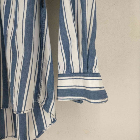 トラサルディ ジーンズ TRUSSARDI JEANS ストライプ柄バンドカラーシャツ メンズ JPN:50