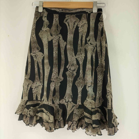 ヒステリックス HYSTERICS 90-00s 転写プリント ボーンデザイン フリルスカート レディース JPN:S