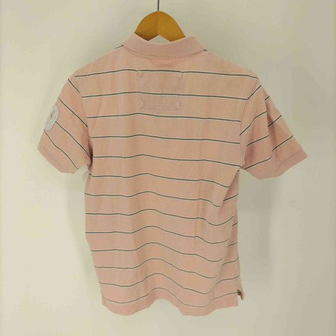 エディーバウアー Eddie Bauer 星条旗刺繍 ロゴワッペン ボーダー S/S ポロシャツ メンズ import:XS